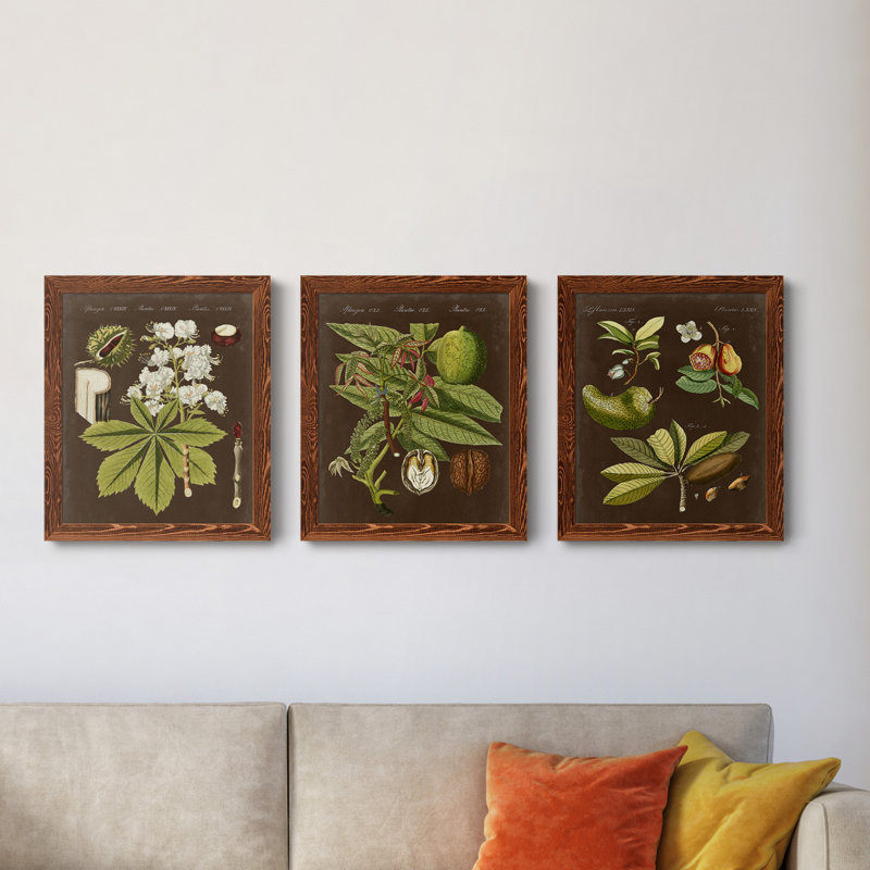 Châtaignier sur suède - Ensemble de 3 peintures sur toile encadrées, H 20 po x l 51 po x P 1,5 po, Érable