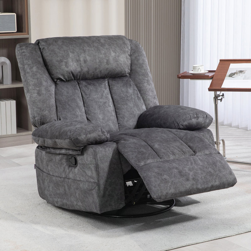Fauteuil inclinable à bascule pivotant pour le salon, fauteuil inclinable en tissu pour chambre de bébé, fauteuil à bascule avec repose-pieds, gris anthracite HOMcom