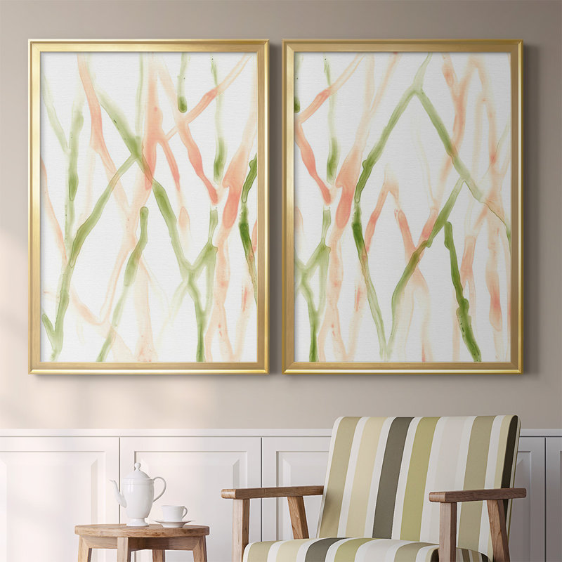Toile encadrée de qualité supérieure Runnel X III - prête à être accrochée, Or, H 42,5 po x l 61 po x P 2,5 po