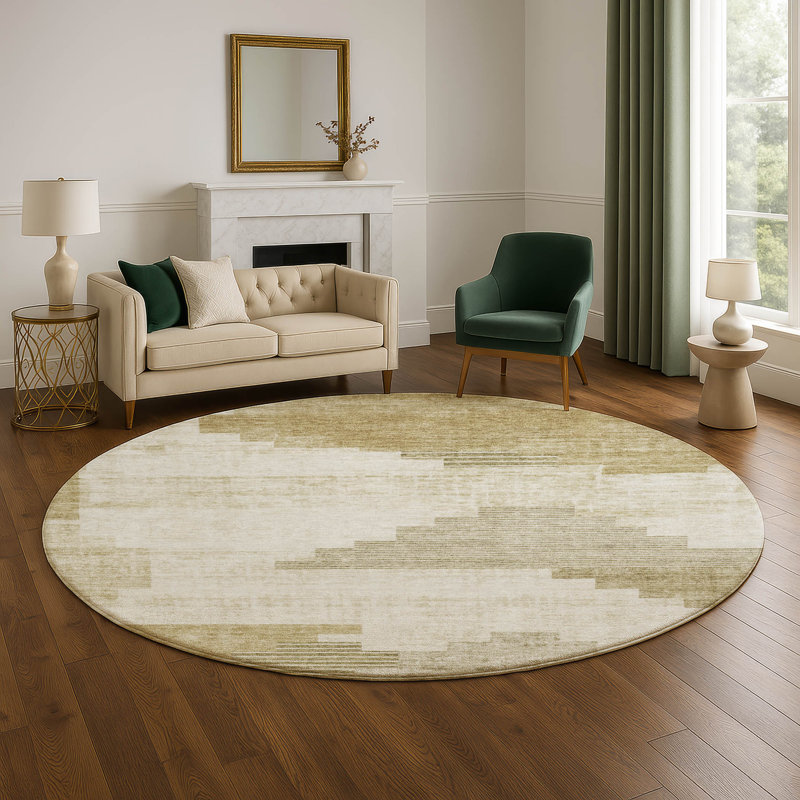 Premium Machine Washable Ashington AMF1829 Geometric Rug, Round 8'