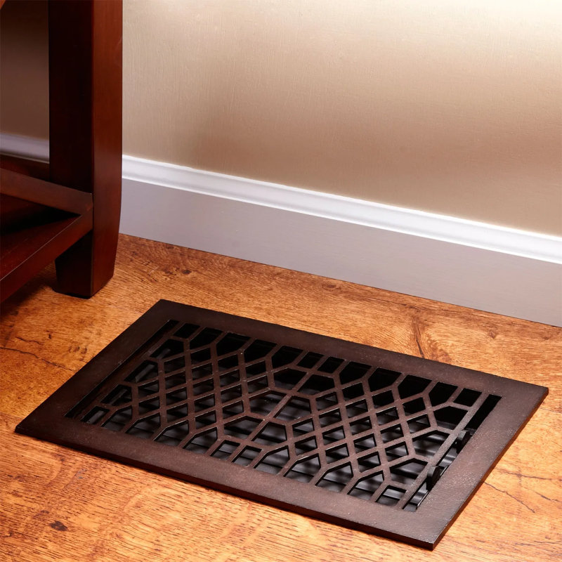 Registre de plancher en bronze antique, 6 po x 14 po