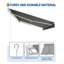 Auvent rétractable 12 pi x 10 pi, auvents manuels pour le patio, auvent de patio avec manivelle, cadre en aluminium, tissu en polyester 280 g, pour terrasse, balcon, cour, gris-124962990