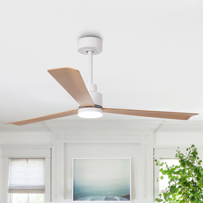 52" Propeller Dimmable LED Ceiling Fan with Lights and Remote Control, 6-Speed Reversible DC Motor, 3 Color Lights, 5"&10" Downrods Included