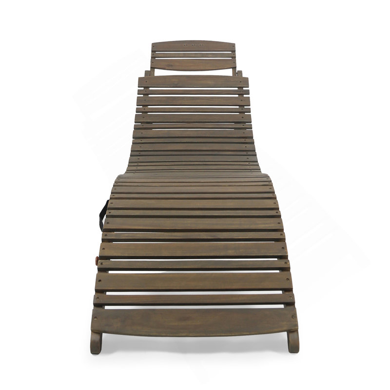 Lahaina Wood Foldable Chaise Lounge - Grey, Gray