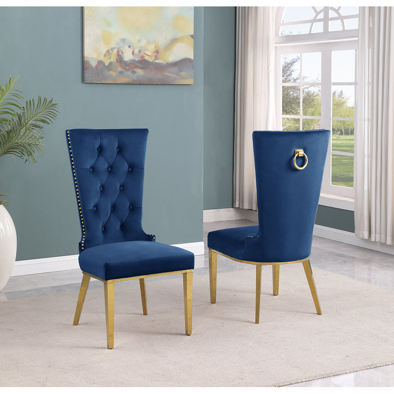 Chaise d'appoint Princeton, Bleu marine, Or