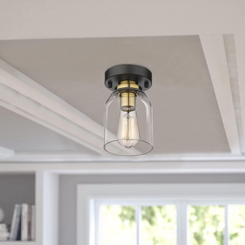 Glass Semi Flush Mount Small Ceiling Light
