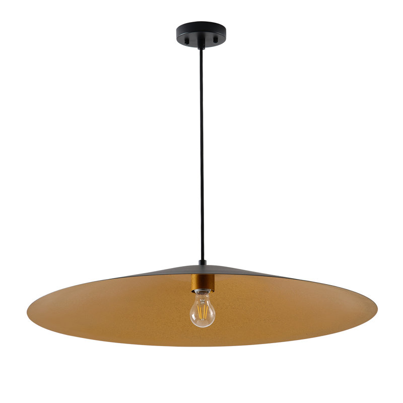 1-Light matte black iron adjustable pendant lamp