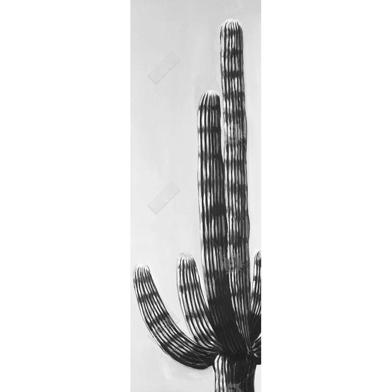 Cactus - Toile encadrée monochrome pour décoration de salon