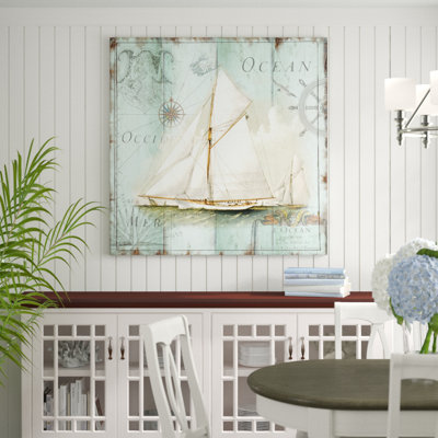 La Mer Shore Boat 1 Piece Wrapped Canvas Wall Art