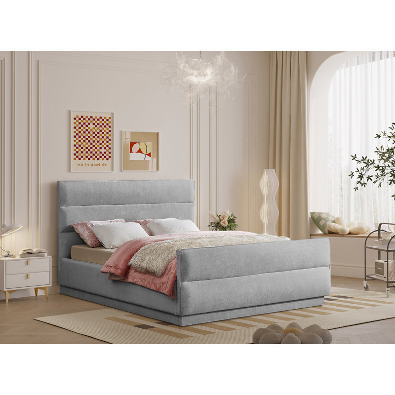 Lit tapissier standard capitonné Paxton, Full / Double, Grey Chenille Fabric