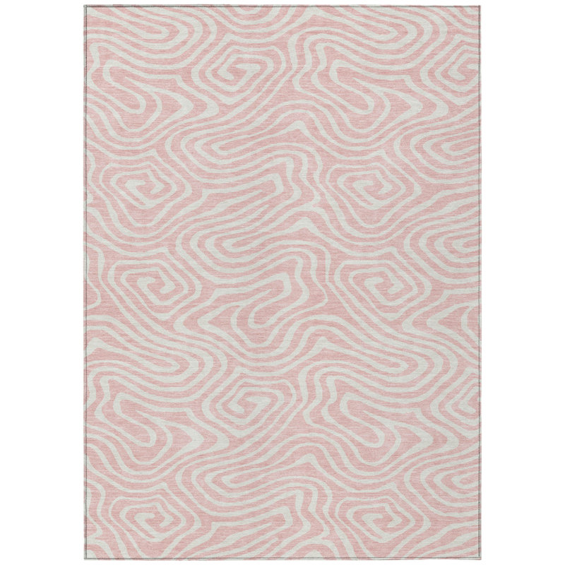 Tapis intérieur lavable abstrait 10 pi x 14 pi rose et gris