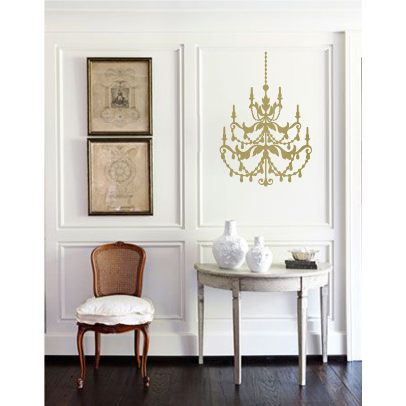 Décalcomanie murale lustre française, H 24 po x l 16 po x P 0,01 po, Or