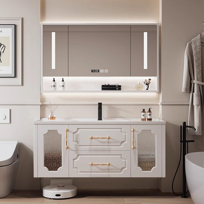 Armoire de salle de bain luxueuse de style français, Blanc