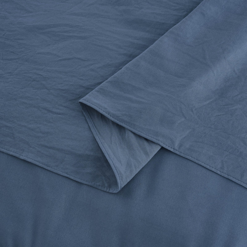 Aria French Country Chic Pinch Pleat Pintuck Ruffle Skirt Bedspread Set, Full Bedspread + 2 Standard Shams, Dusty Blue
