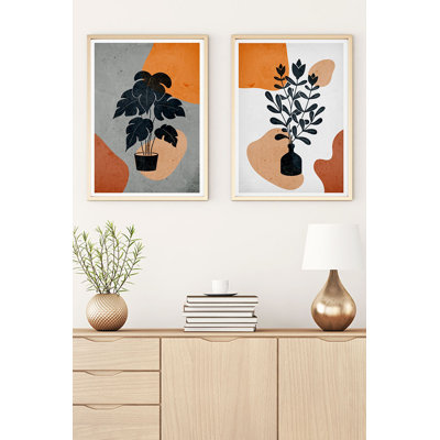 Elegant Decorative Framed MDF Paintings (2 Pieces), 7.9 x 11.8 inches Each | 100% MDF with 0.12-inch Thickness, 100% Solid Wood Frame with 1.0-inch Thickness | Stylish Wall Art for Living Room, Bedroom & Office Décor