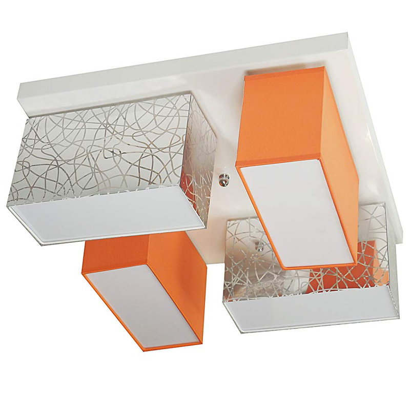 Raffa Semi Flush Mount, Silver and orange
