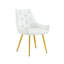 Chaise d'appoint en cuir de polyuréthane à motif de crocodile avec dossier à motif de losanges, pieds dorés chromés et coussin éponge à haute résilience - polyvalente pour plusieurs pièces (blanc, ensemble de 2)-133757976-133757978