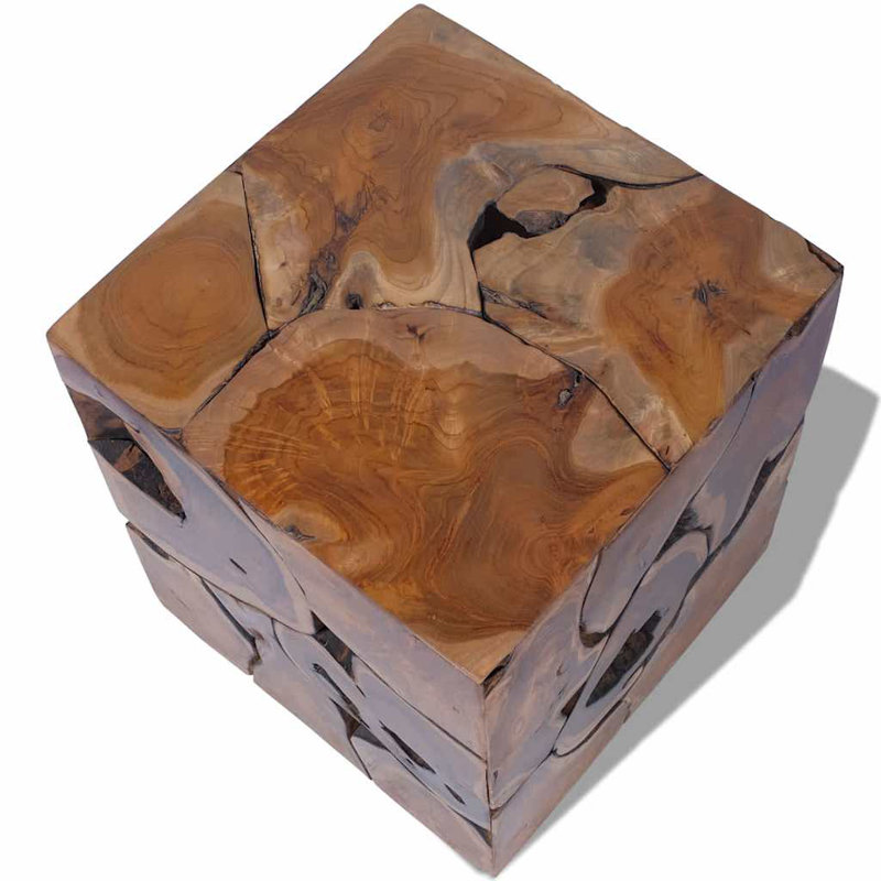 Bohl vidaXL Solid Teak Wood Stool, Versatile Footrest/Side Table, 15.7" x 15.7" x 17.7"