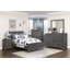 Mobilier de chambre à coucher au design moderne et épuré, magnifique lit simple gris brunâtre et finition argent antique