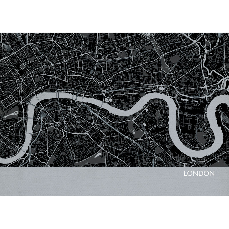 Small London City Street MapCharcoal - No Frame Print