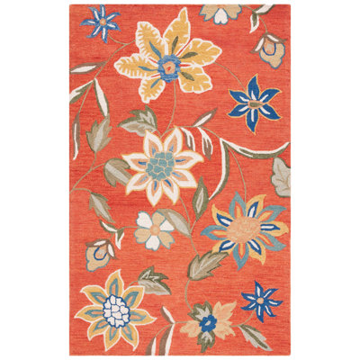 Emrick Hand Hooked Wool Floral Rug