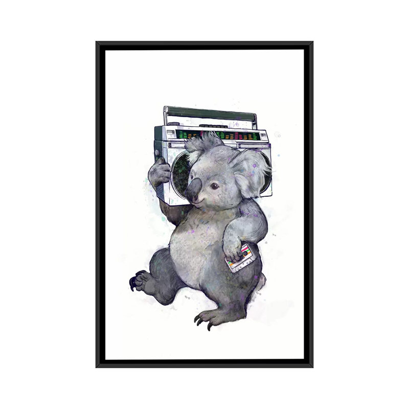 «Koala» par Laura Graves, impression sur toile, H 26 po x l 18 po x P 1,5 po, Toile avec cadre noir