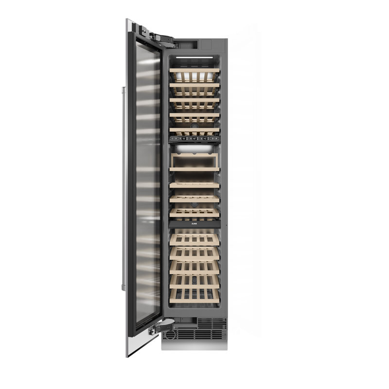 ZLINE 18 in. 9.0 cu. ft. DuraSnow Steel Triple Zone 68 Bottle Left Hinge Column Wine Cooler, Right Handed, Stainless Steel