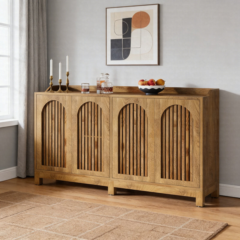 Buffet de 57 po avec portes à volets et tablettes réglables Farmhouse
