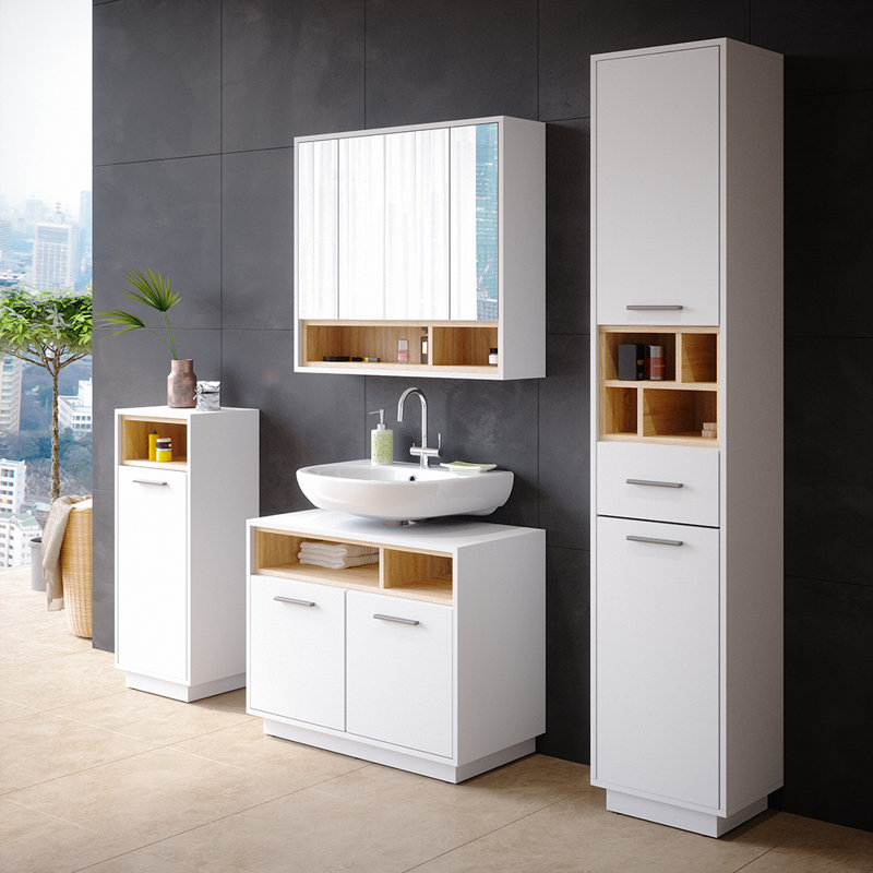 Jaslynne Bathroom Storage Furniture Set, White