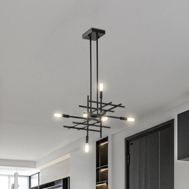 Lustre géométrique à 6 lumières à intensité variable
