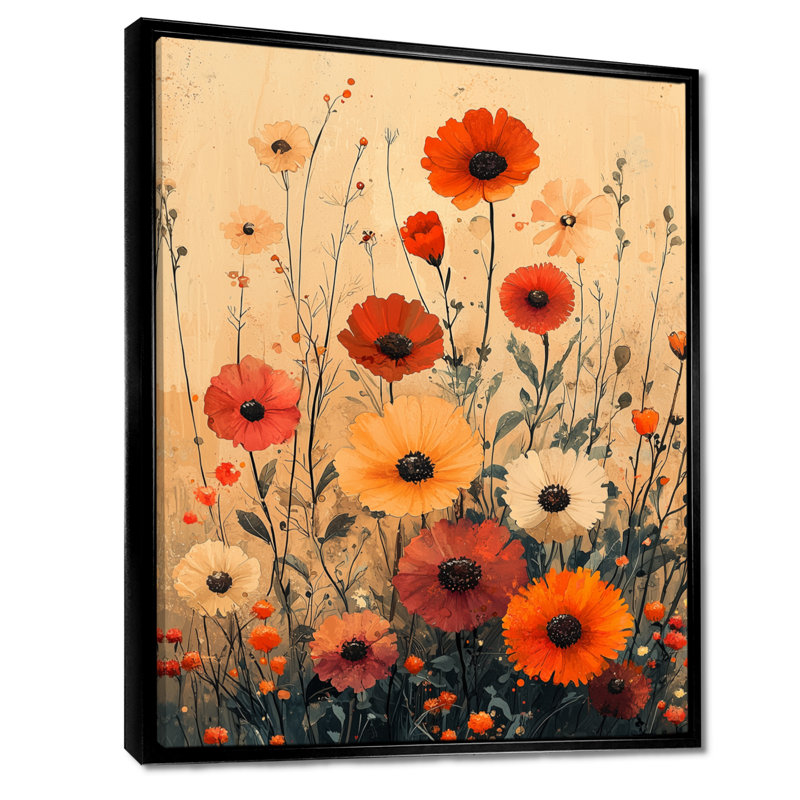 Murphree Abstract Wildflower Dance in Reds Abstract - Fleurs sauvages, reproductions encadrées, H 32 po x l 24 po, Noir