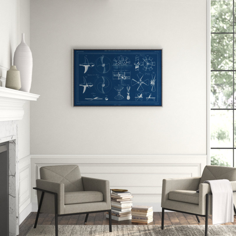 19th Century Mechanical Drawings of Ships Framed Graphic Art