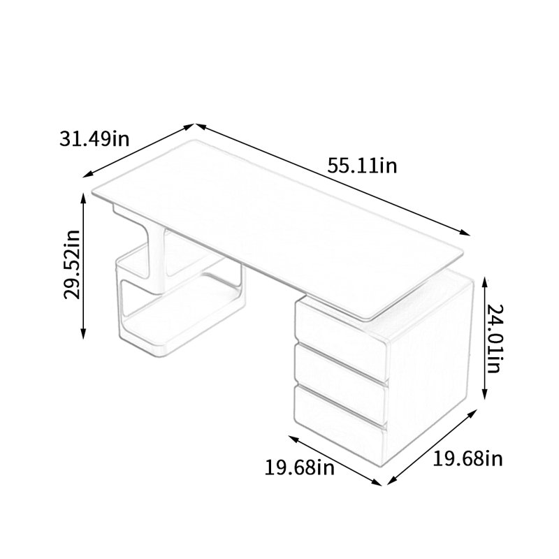 Bureau d'écriture Mayhall, H 29,52 po x l 55,11 po x P 31,49 po