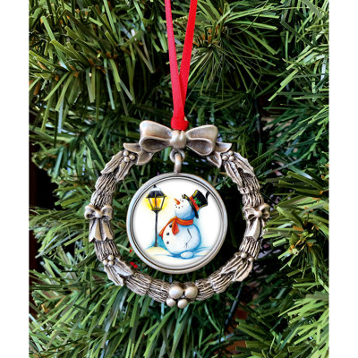 Wreath Ornament Colorized Snowman JFK Coin