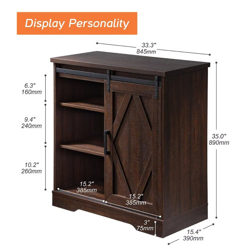 Armoire décorative Yahmir, Brun rustique délavé