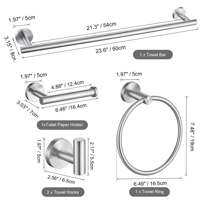 Ensemble de quincaillerie de salle de bain 5 pièces (ensemble de 5), Nickel brossé