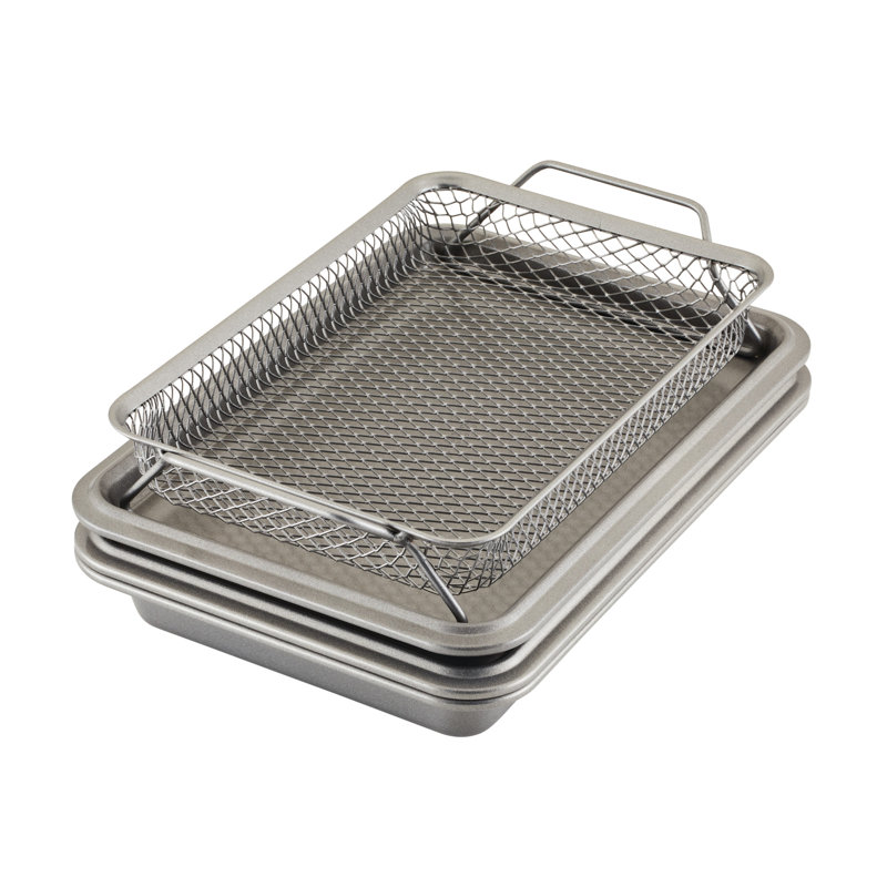 Anolon Advanced Bakeware Nonstick Toaster Oven Pan Set, 4 Piece, Gray