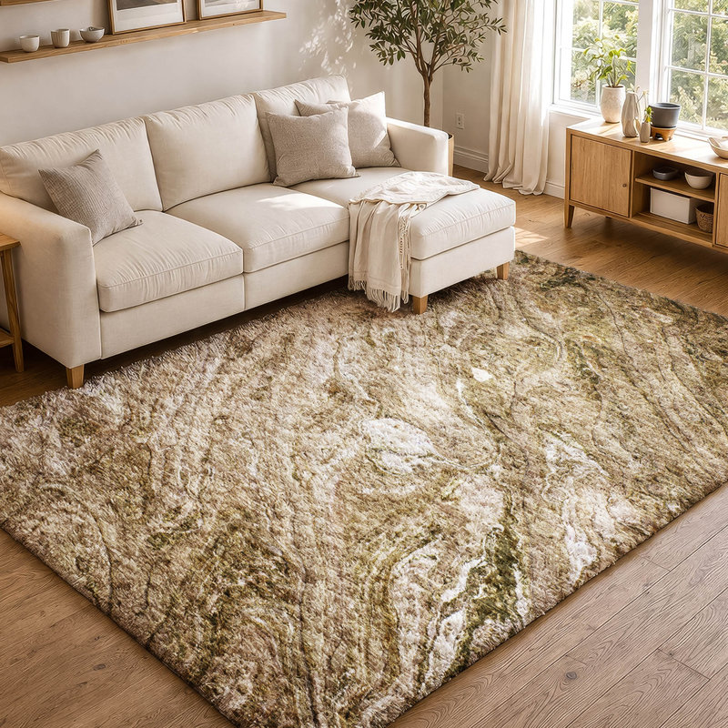 Tapis à poil long de qualité supérieure lavable à la machine ADS640, Brown, 9' x 12'