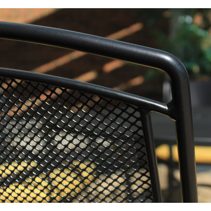 Henley 7-Piece Black Wrought Iron Mesh Outdoor Dining Set