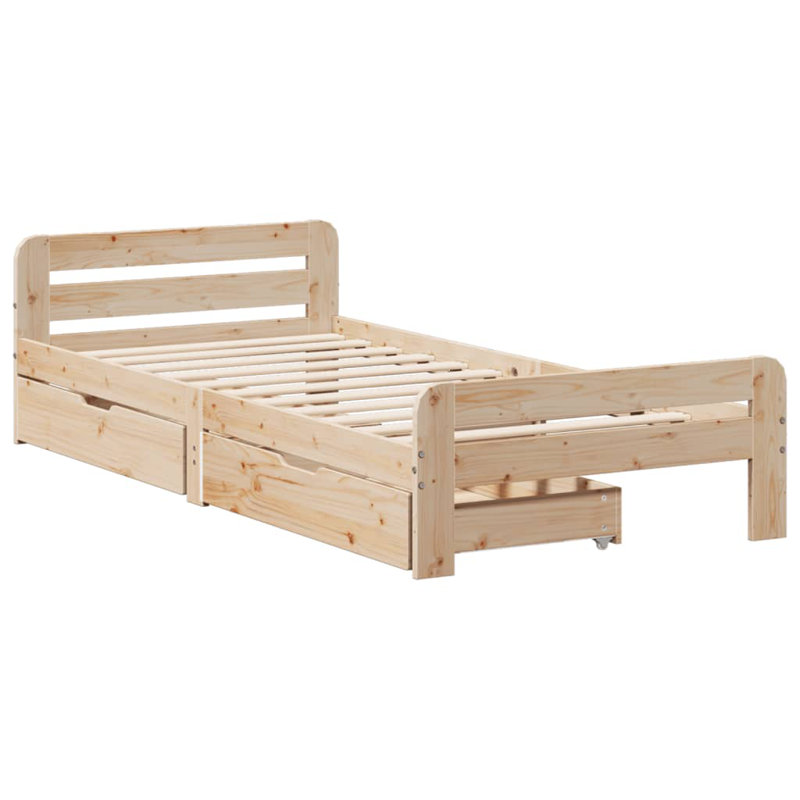 Solid Wood Storage Bed, Brown, European Single (90 x 200 cm)