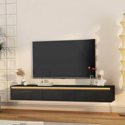 Floating Tv Stand, Wall Mounted Tv Shelf With Led Lights