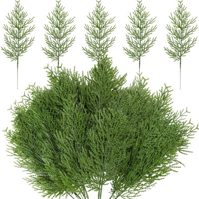 Tiges de verdure de Noël, 60 pièces de pin de Noël, fausses feuilles de cèdre pour arbre de Noël, branches de pin artificielles pour les décorations de Noël Couronne de bricolage (60, vert)