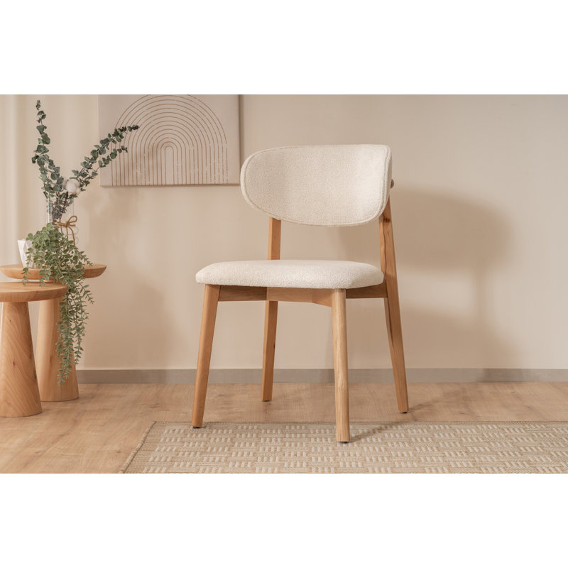 Elegant Beech Wood Chair, White & Natural Finish, 20.5 x 33.1 x 20.5 inches | 100% Solid Beech Wood Construction | Modern Scandinavian Design for Home & Office, Comfort and Style Combined