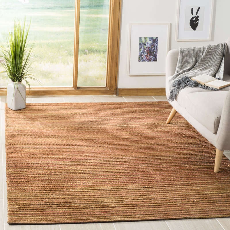 Doleman Hand Woven Hemp/Cotton Rug in Rust, Rectangle 8' x 10'