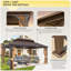 16 pi L 12 pi. D Pavillon de jardin en aluminium à toit rigide, toit en acier galvanisé double, pavillon permanent toutes saisons, auvent extérieur avec rideaux et filet, conçu pour les spas, les terrasses et les cours arrière-88932683