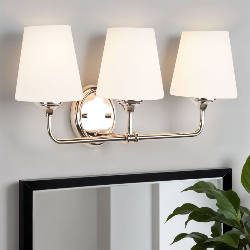 Éclairage pour salle de bain 3 lumières Roberts - Nickel brossé, Argent argent