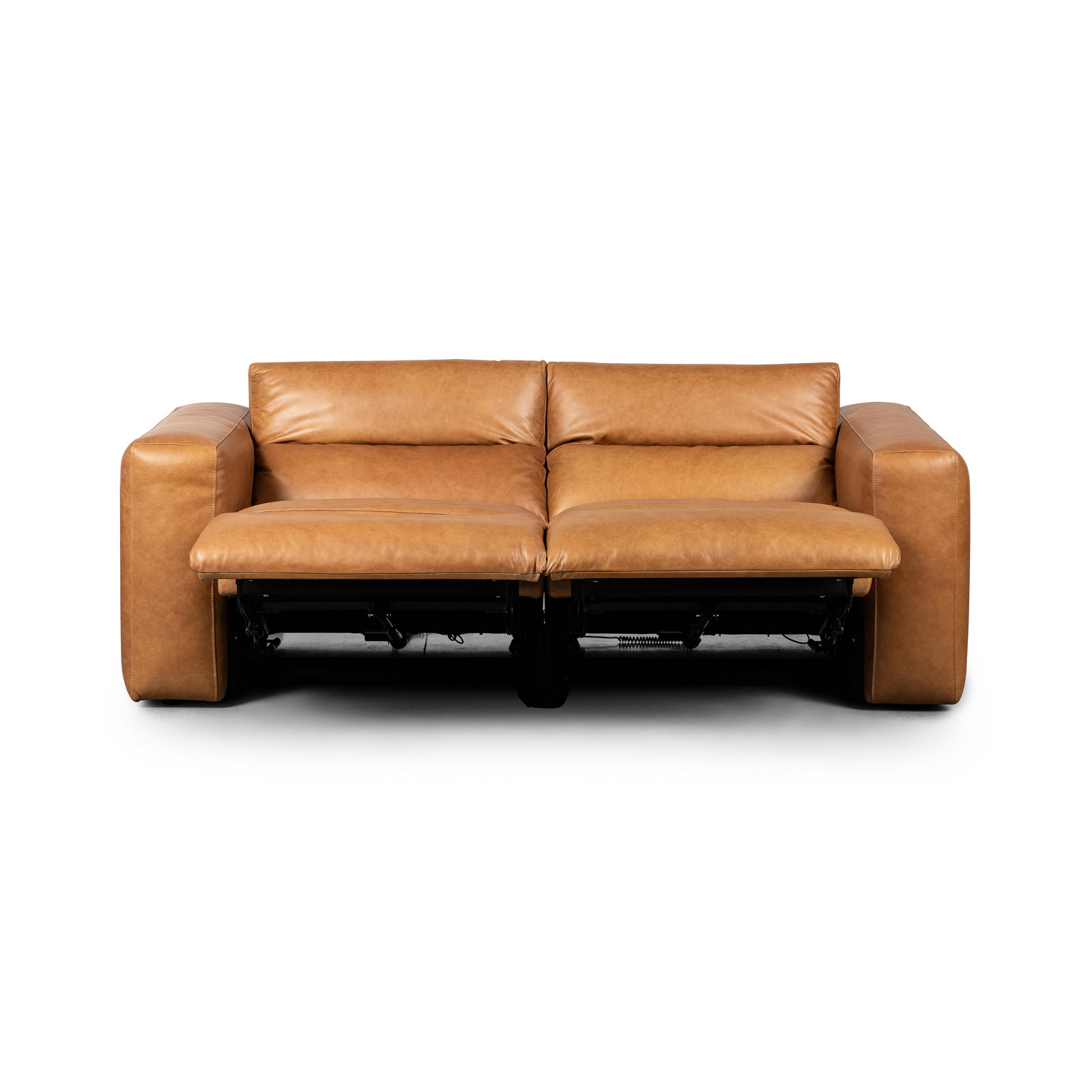Amed 89" Genuine Leather Reclining Sofa, Sonoma Butterscotch Top Grain Leather