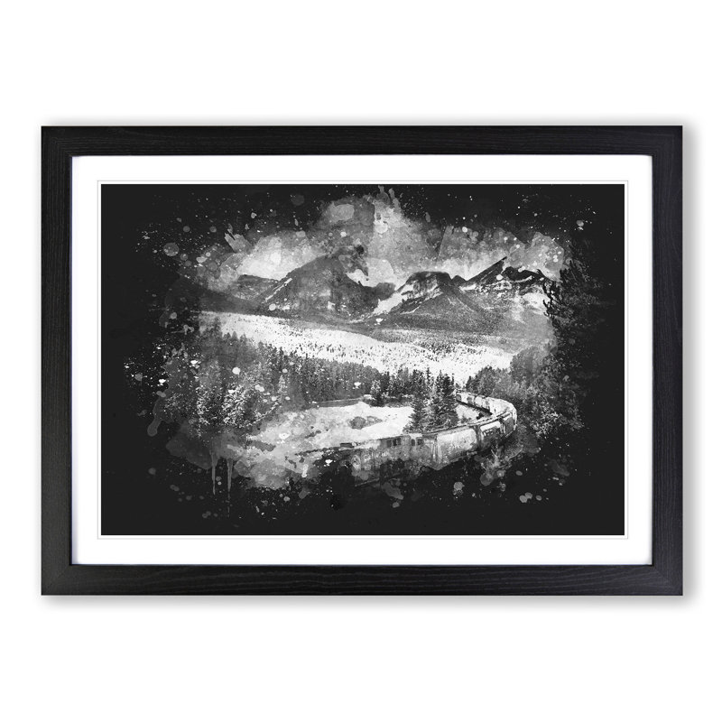 Train Through Canada - Single Picture Frame Print on MDF, Black Framed, 33cm H x 45cm W x 2cm D