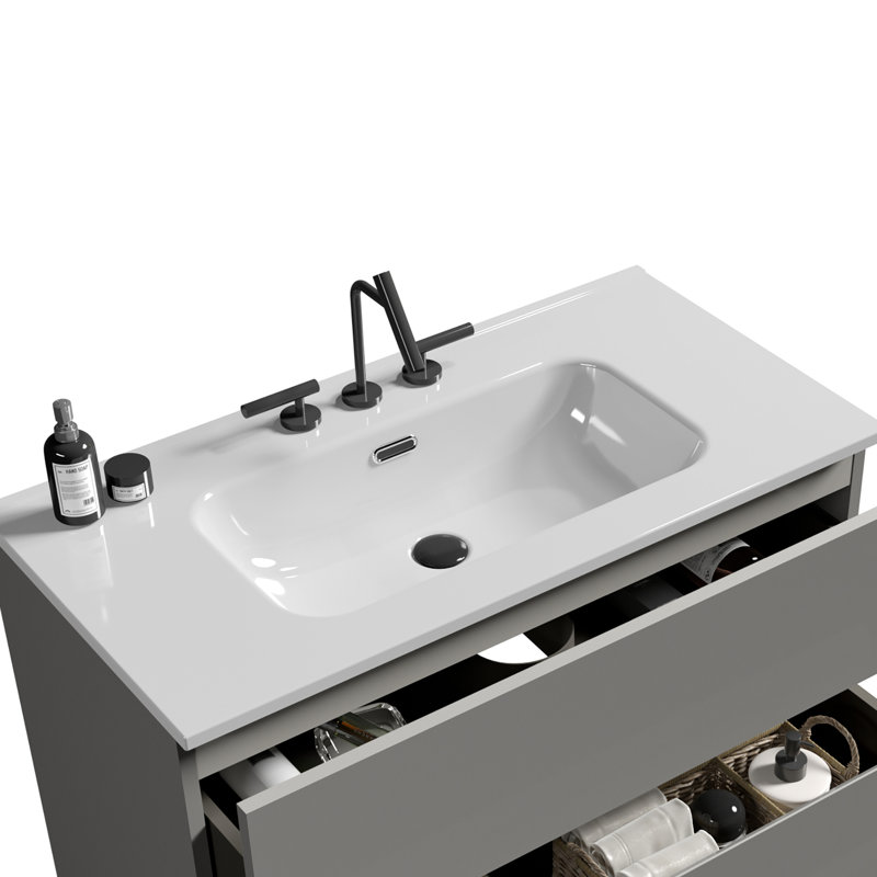 Lavabo en céramique blanche, profondeur de 35,96 po, largeur de 18,56 po, intégration parfaite pour la cuisine, poids brillant de 35,96 lb, intégration, utilisation idéale dans la salle de bain