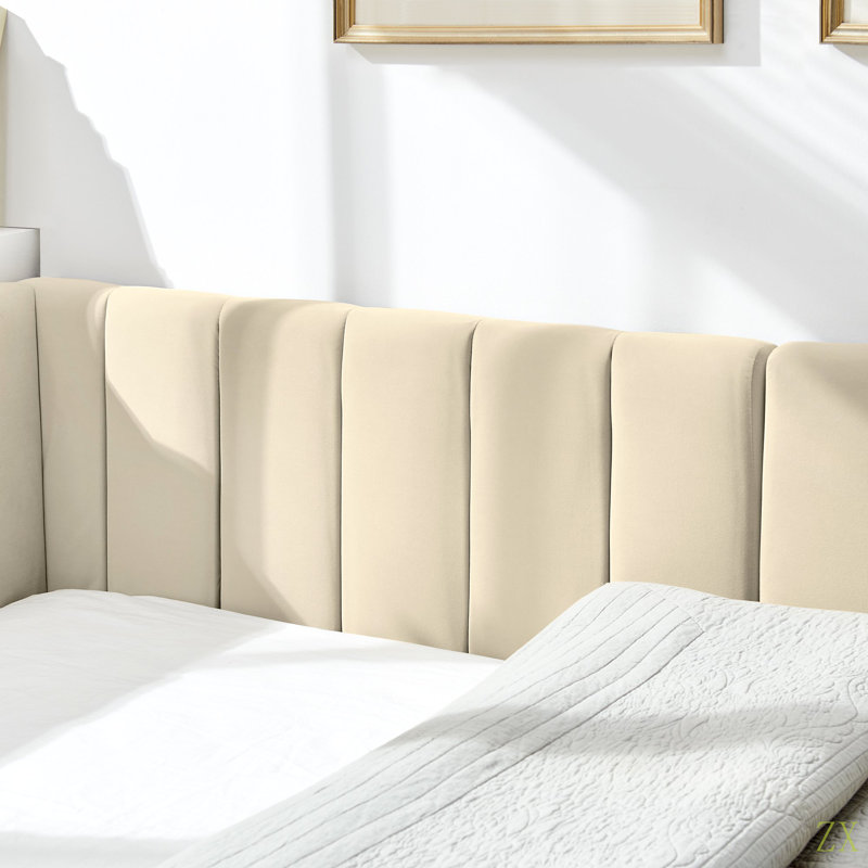 Full Size Upholstered Tufted Bed Frame, Sofa Bed Frame With Comfortable Backrest And Armrests, Full Size Bed For Bedroom, Living Room,Velvet(81''*60''*29.5'')